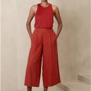 Banana Republic Red Linen Blend Wide Leg Pants Size Small